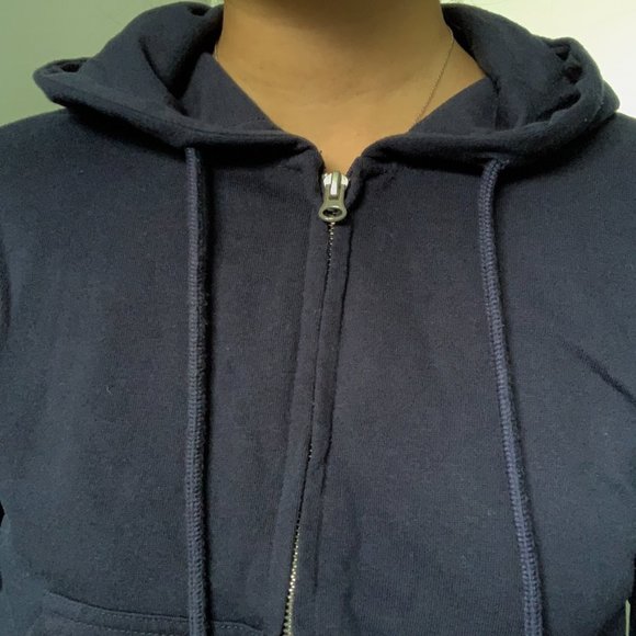 super cute Garage cropped navy zip-up!! - Picture 3 of 4